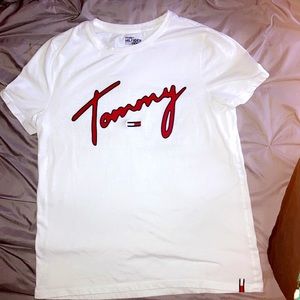 All white Tommy Hilfiger t-shirt